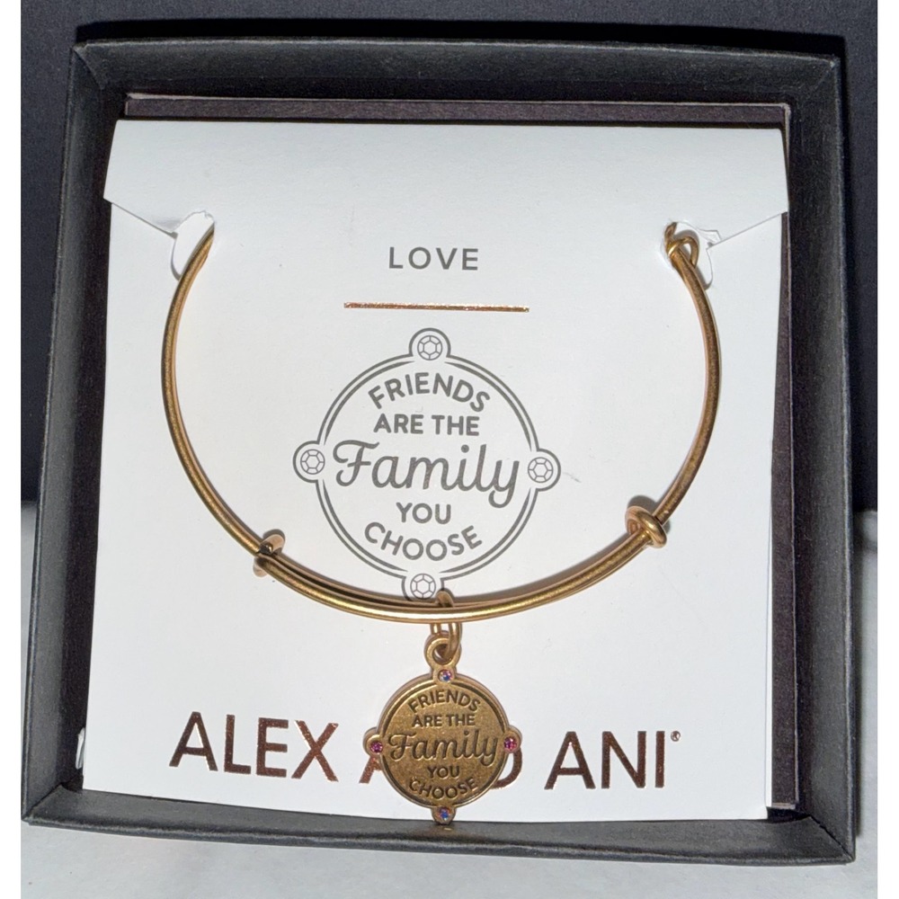 Alex and Ani Bangle Bracelet Womens Gold Friends Family You Choose Charm Jewelry